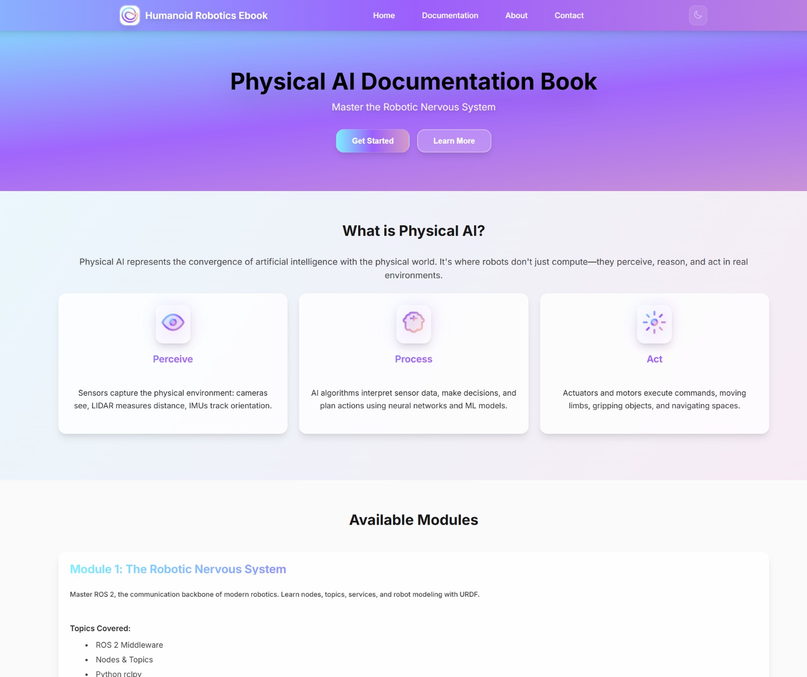Physical AI & Humanoid Robotics Documentation Website with RAG bot